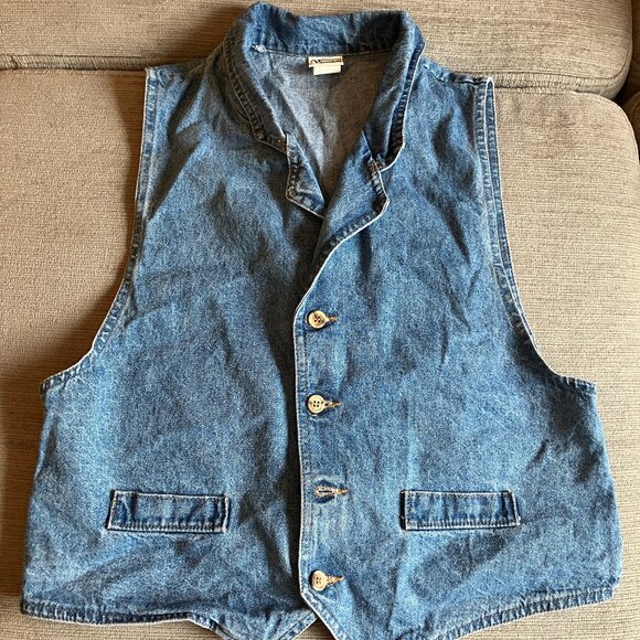 Vintage Vivaldi Denim/Jean Vest Size Medium - Picture 1 of 4